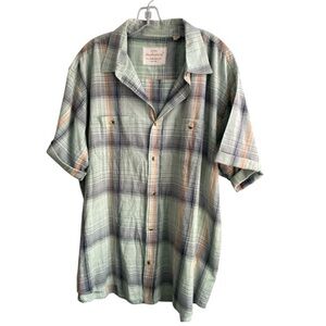 Weatherproof VTG Casual Breezy Plaid Mens XXL Short Sleeve Button Down Shirt EUC